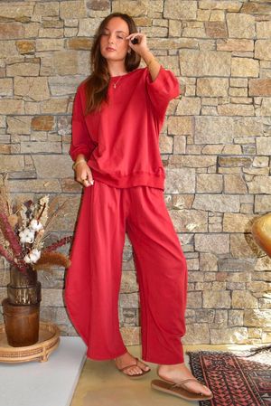 Lagen Relaxed Sweatshirt Chilli 